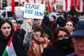 Solidarity With Palestine Demonstration In Krakow, Poland