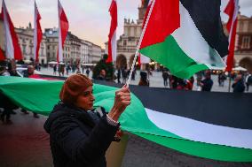 Solidarity With Palestine Demonstration In Krakow, Poland