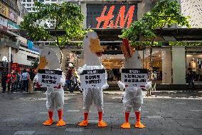 Hong Kong PETA Protest Against H&M