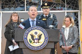 US Congressman Josh Gottheimer Holds Press Conference On Rise In Antisemitism In New Jersey