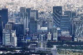 Aerial photo of central Tokyo