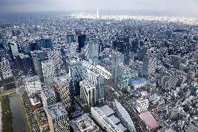 Aerial photo of central Tokyo