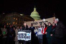 Tlaib, Bush, and Rabbis4Ceasefire demand ceasefire in Gaza at Capitol press conference