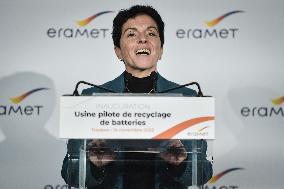 Inauguration Of Eramet Group Battery Recycling Plant - Trappes