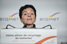 Inauguration Of Eramet Group Battery Recycling Plant - Trappes