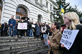 Students of Lviv Polytechnic hold rally against Iryna Farion