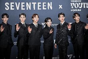 K-Pop Boy Band Seventeen At The UNESCO - Paris