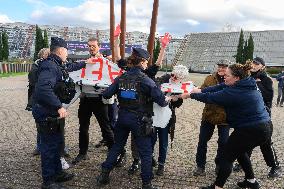 Pro-Palestinian Protest Outside Milipol Paris 2023