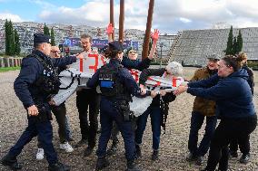 Pro-Palestinian Protest Outside Milipol Paris 2023