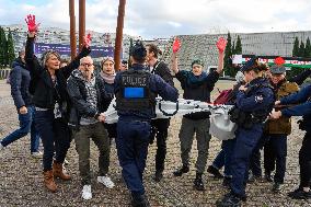 Pro-Palestinian Protest Outside Milipol Paris 2023