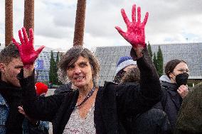 Pro-Palestinian Protest Outside Milipol Paris 2023