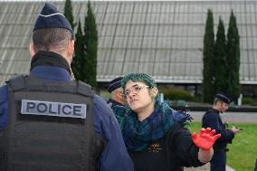 Pro-Palestinian Protest Outside Milipol Paris 2023