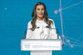 Queen Letizia At The Event Organized By BBVA Microfinance