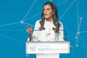 Queen Letizia At The Event Organized By BBVA Microfinance