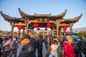 Tourists Visit Hongcun Scenic Spot in Huangshan