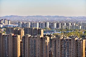 Commercial Residential Buildings at Sunset in Qingzhou