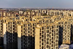 Commercial Residential Buildings at Sunset in Qingzhou