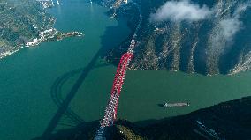 Ships Sail in the Three Gorges of the Yangtze River in Yichang