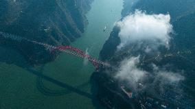 Ships Sail in the Three Gorges of the Yangtze River in Yichang