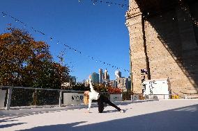 Ice Rink Ribbon Cutting At Brooklyn Bridge Park - NYC