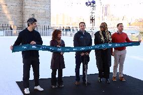 Ice Rink Ribbon Cutting At Brooklyn Bridge Park - NYC