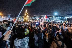 Pro-Palestinian Protests At Amsterdam Schiphol Airport