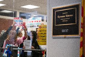 Ceasefire Protest Inside The Senate Building - Washington