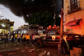 Fire In Shoe Market In Tepito, Mexico City