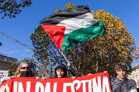 A Procession Of Students Marched In Support Of Palestine And Against Education Minister Valditara's School Reform.