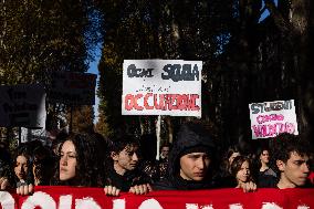 A Procession Of Students Marched In Support Of Palestine And Against Education Minister Valditara's School Reform.