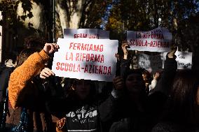 A Procession Of Students Marched In Support Of Palestine And Against Education Minister Valditara's School Reform.