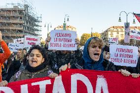 A Procession Of Students Marched In Support Of Palestine And Against Education Minister Valditara's School Reform.