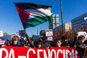 A Procession Of Students Marched In Support Of Palestine And Against Education Minister Valditara's School Reform.