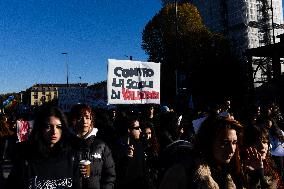 A Procession Of Students Marched In Support Of Palestine And Against Education Minister Valditara's School Reform.