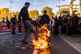 A Procession Of Students Marched In Support Of Palestine And Against Education Minister Valditara's School Reform.