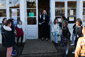 Berengere Couillard Visits Saint-Exupery School In Gradignan