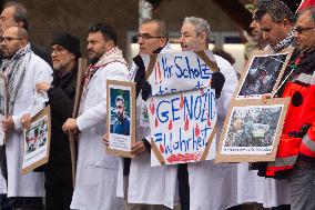 Hospital Workers Show Solidaritate To The Meidical Workers Killed In Gaza In Duesseldorf