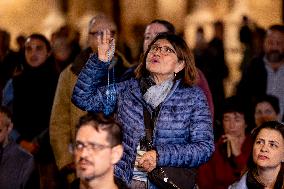 Ultra-catholic Prayer In. Barcelona Against Spanish Government