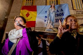 Ultra-catholic Prayer In. Barcelona Against Spanish Government