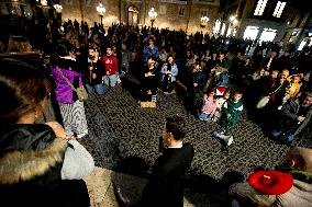 Ultra-catholic Prayer In. Barcelona Against Spanish Government