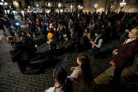 Ultra-catholic Prayer In. Barcelona Against Spanish Government