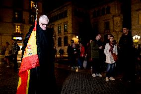 Ultra-catholic Prayer In. Barcelona Against Spanish Government