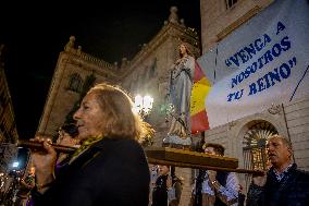 Ultra-catholic Prayer In. Barcelona Against Spanish Government