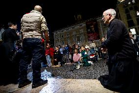 Ultra-catholic Prayer In. Barcelona Against Spanish Government