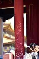 Tourists Visit The Forbidden City in Beijing