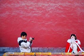 Tourists Visit The Forbidden City in Beijing