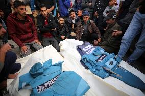 Funeral For Journalists Killed In Gaza, Palestine