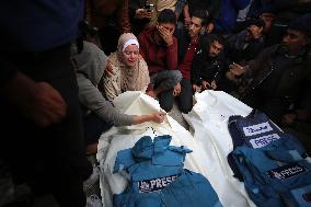 Funeral For Journalists Killed In Gaza, Palestine