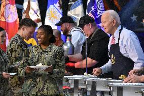 Friendsgiving Dinner At Norfolk Naval Station With US President Joe Biden And The First Lady