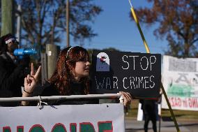 Ceasefire Protesters Rally Outside Norfolk Naval Station During President Biden Visit